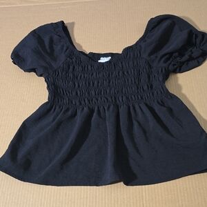 No Boundaries Black Smocked Puff Sleeve Blouse